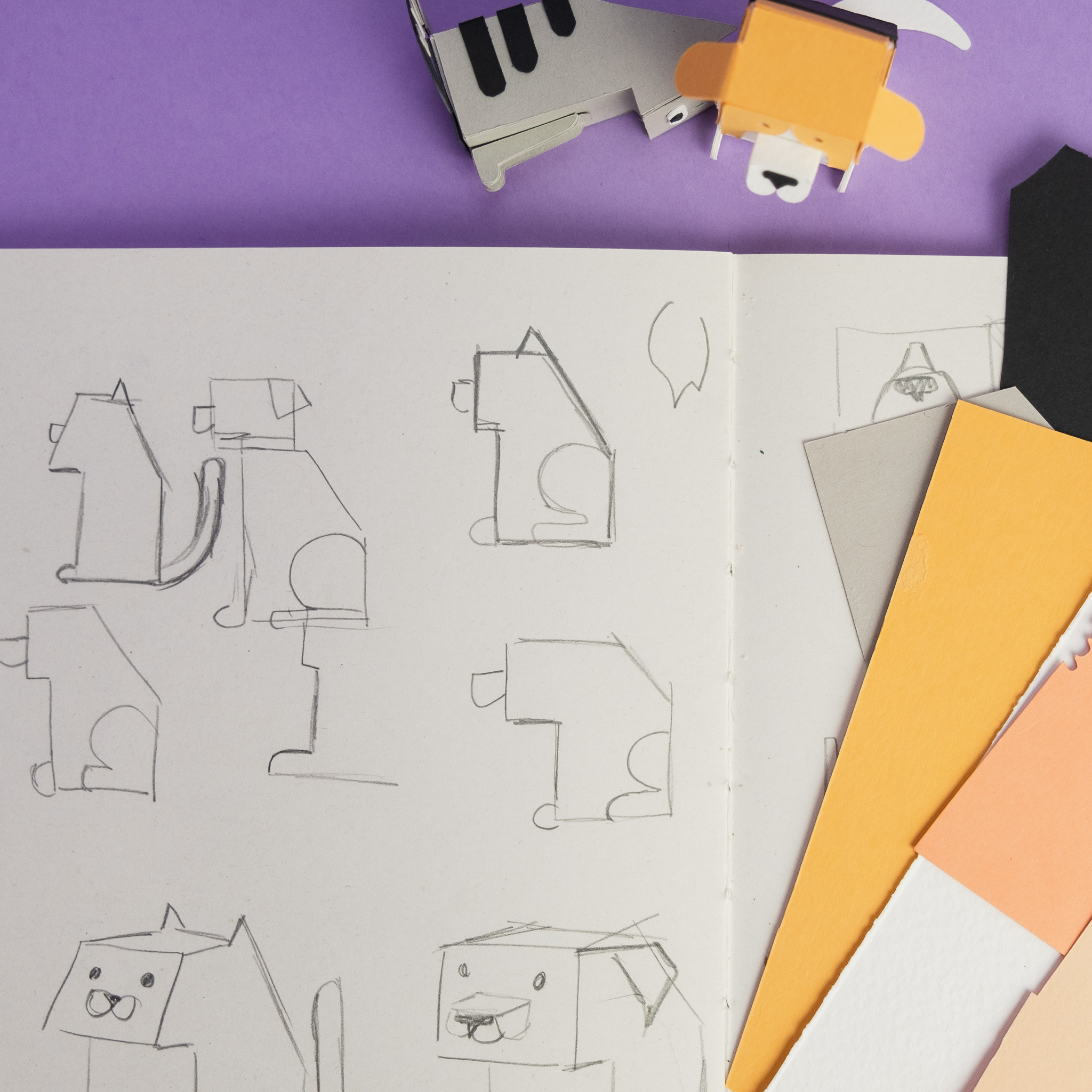 Sketch book with some design for animals
