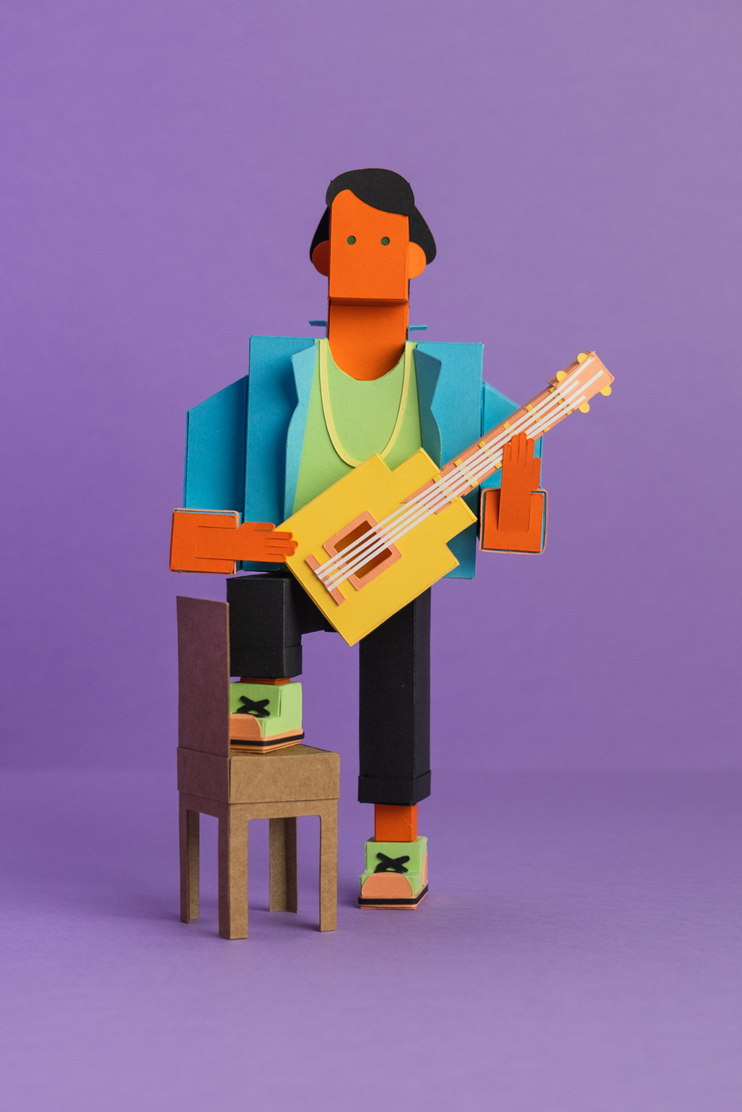 Paper toy with a guitar